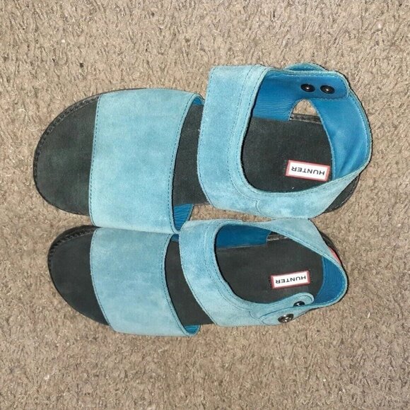 HUNTER-Original Leather Sandals-Blue Suede Sport-SZ 11.5/12 Woman-Near Mint - Picture 6 of 8